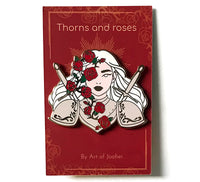 "Thorns and roses" knight enamel pin